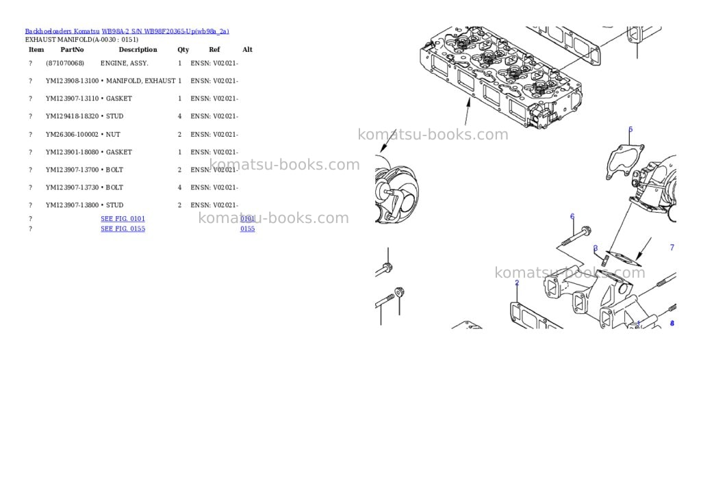 Komatsu wb98a-2 s/n wb98f20365-up Parts catalog cover Page 2