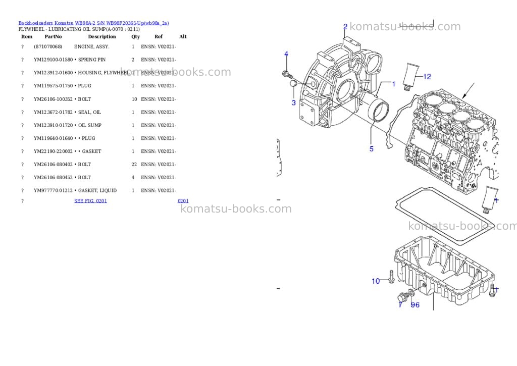 Komatsu wb98a-2 s/n wb98f20365-up Parts catalog cover Page 6