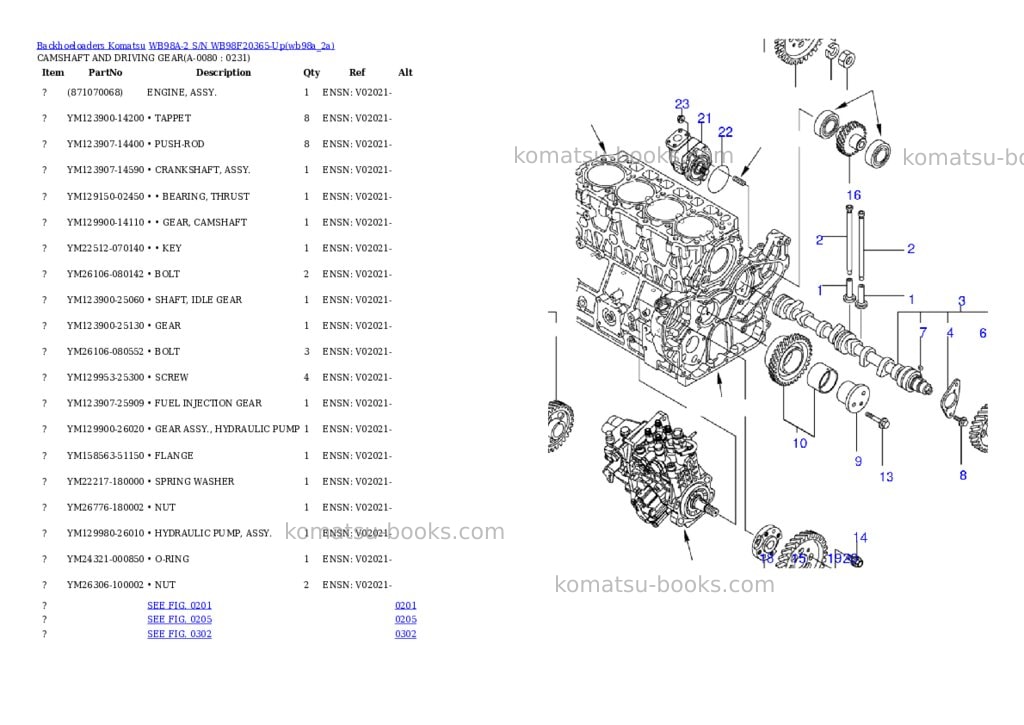 Komatsu wb98a-2 s/n wb98f20365-up Parts catalog cover Page 7