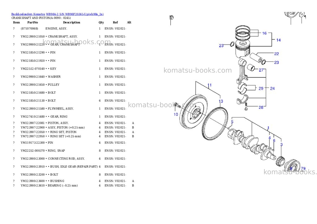 Komatsu wb98a-2 s/n wb98f20365-up Parts catalog cover Page 8