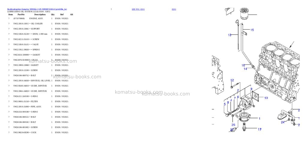 Komatsu wb98a-2 s/n wb98f20365-up Parts catalog cover Page 9