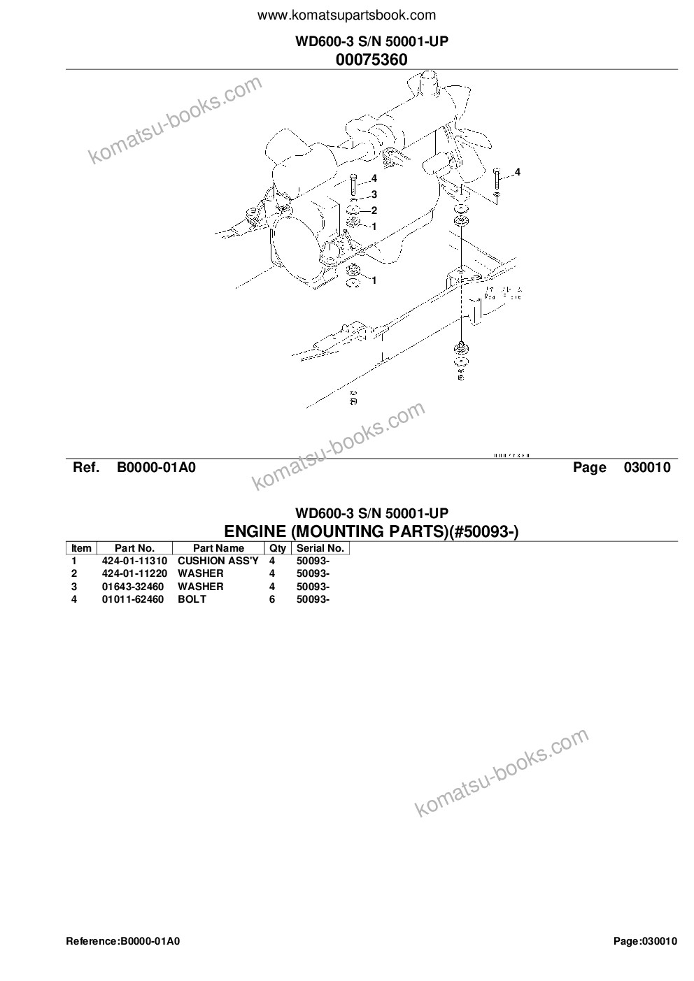 Komatsu wd600-3 s/n 50001-up Catálogo de peças capa Página 3