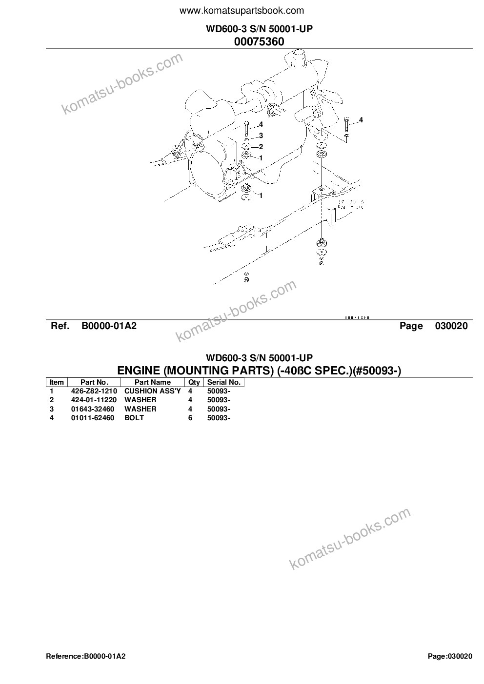 Komatsu wd600-3 s/n 50001-up Catálogo de peças capa Página 4
