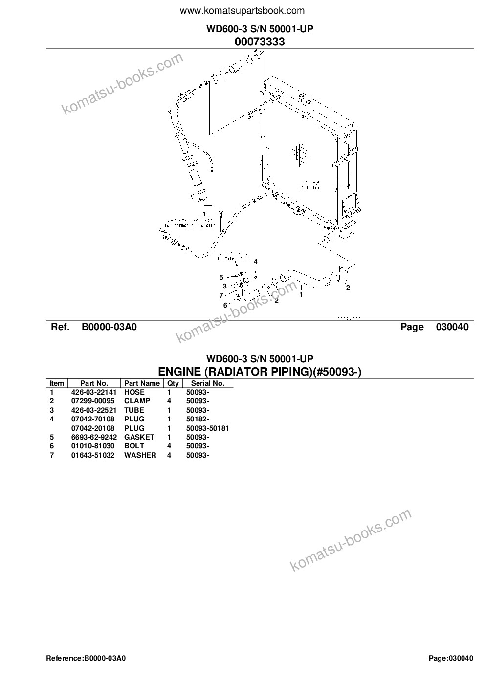 Komatsu wd600-3 s/n 50001-up Catálogo de peças capa Página 6