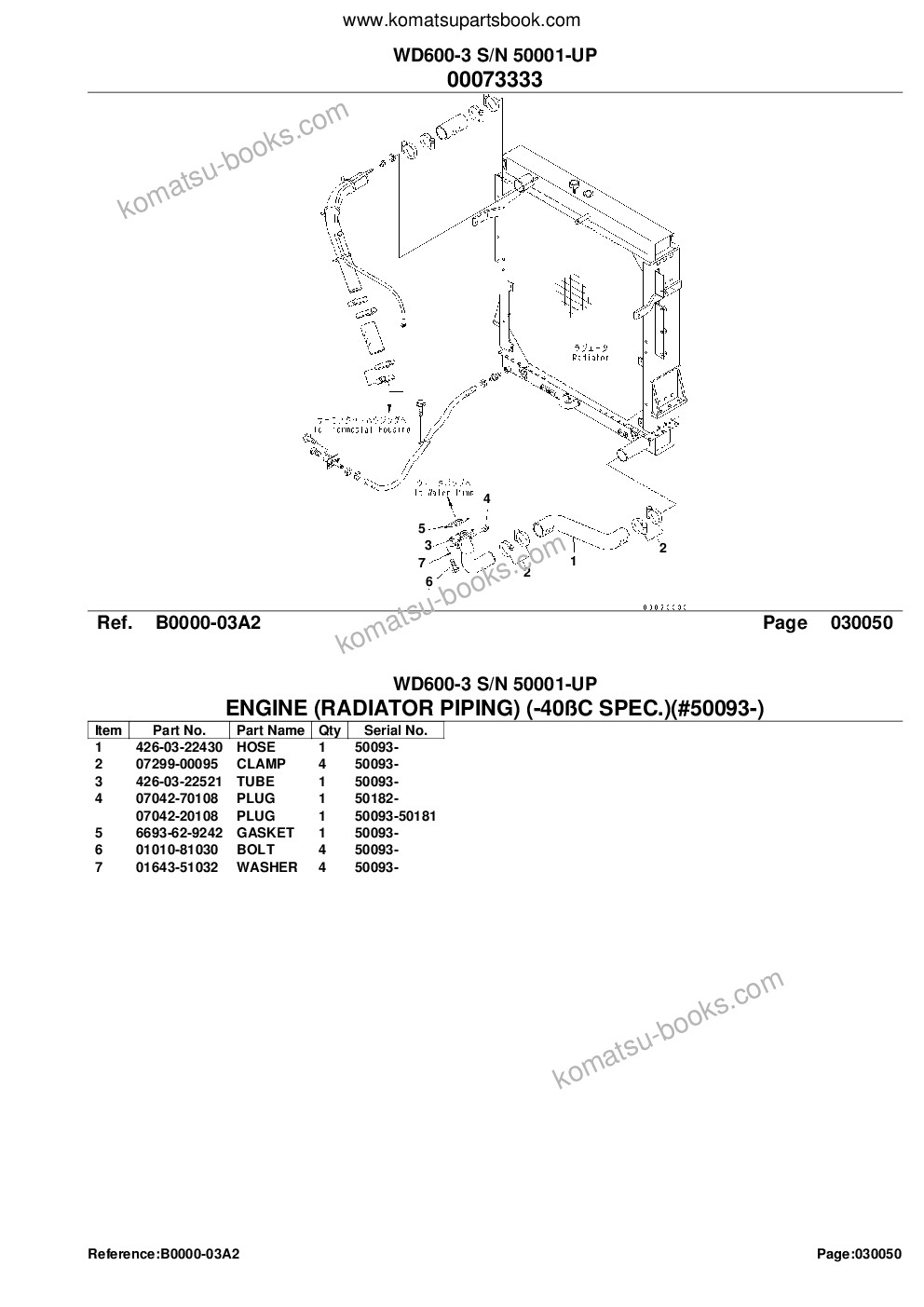 Komatsu wd600-3 s/n 50001-up Catálogo de peças capa Página 7