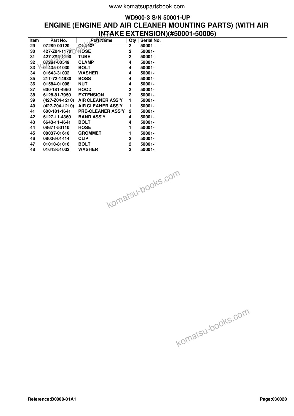 Komatsu wd900-3 s/n 50001-up Parts catalog cover Page 6 Komatsu wd900-3 s/n 50001-up Parts catalog cover Page 6