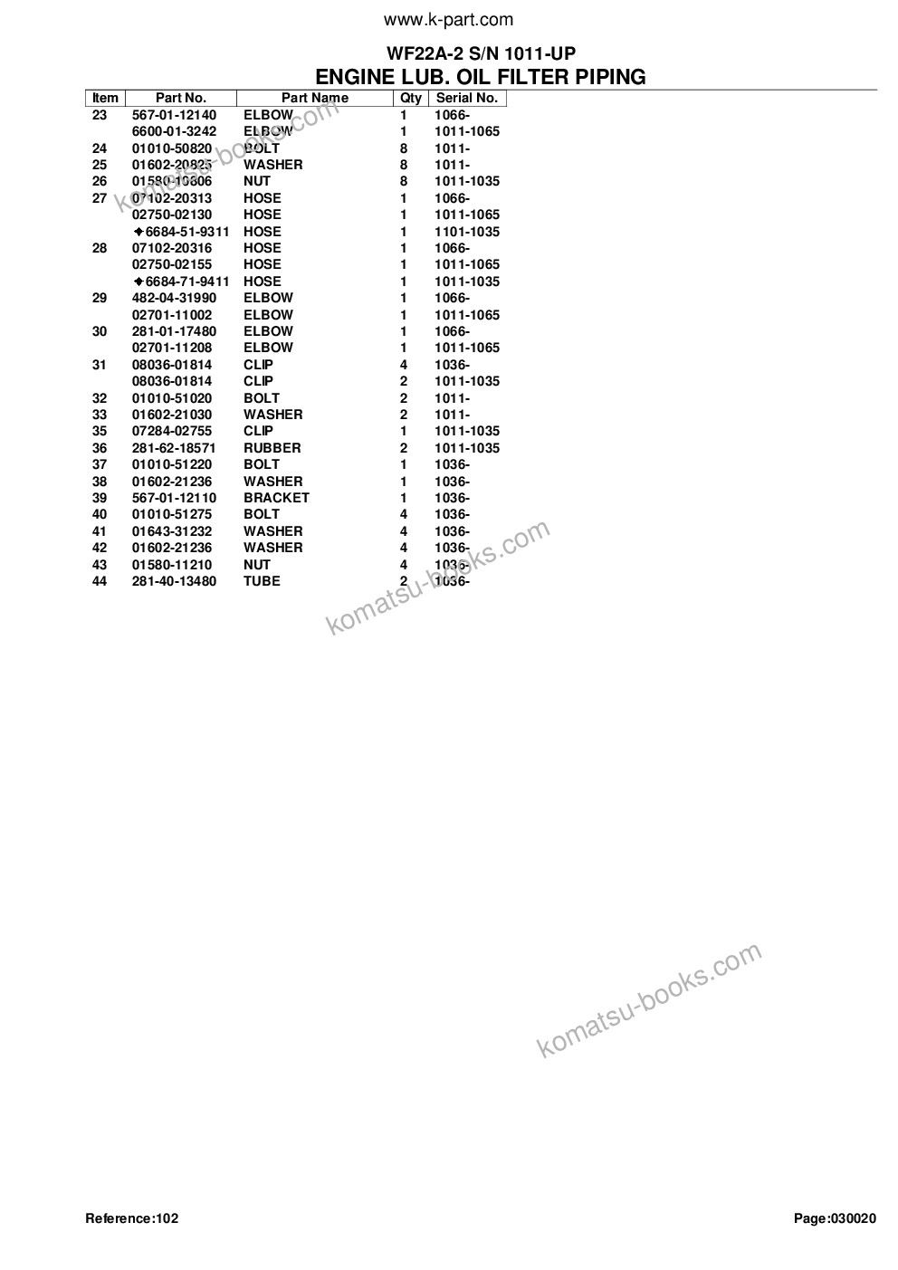Komatsu wf22a-2 s/n 1011-up Parts catalog cover Page 5