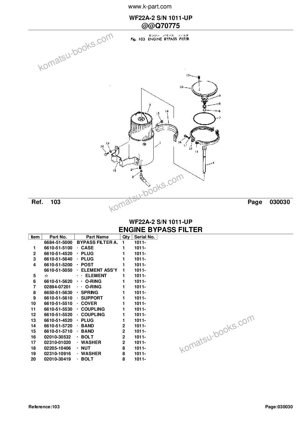 Komatsu wf22a-2 s/n 1011-up Parts catalog cover Page 6