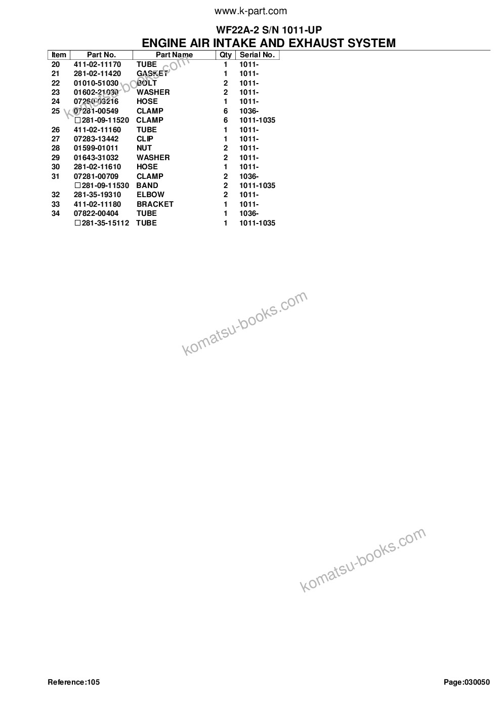 Komatsu wf22a-2 s/n 1011-up Parts catalog cover Page 9