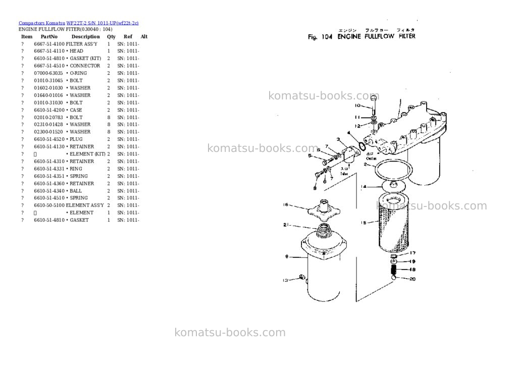 Komatsu wf22t-2 s/n 1011-up Parts catalog cover Page 3