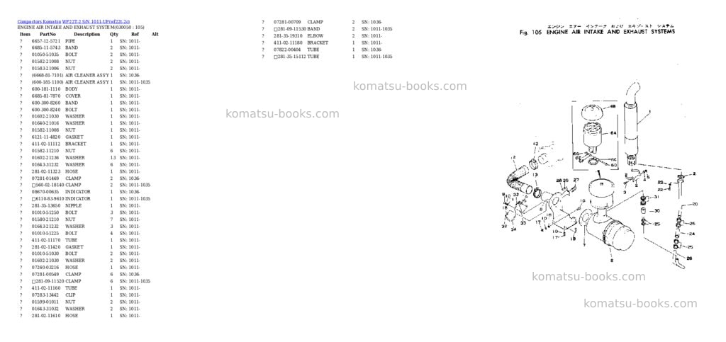 Komatsu wf22t-2 s/n 1011-up Parts catalog cover Page 4