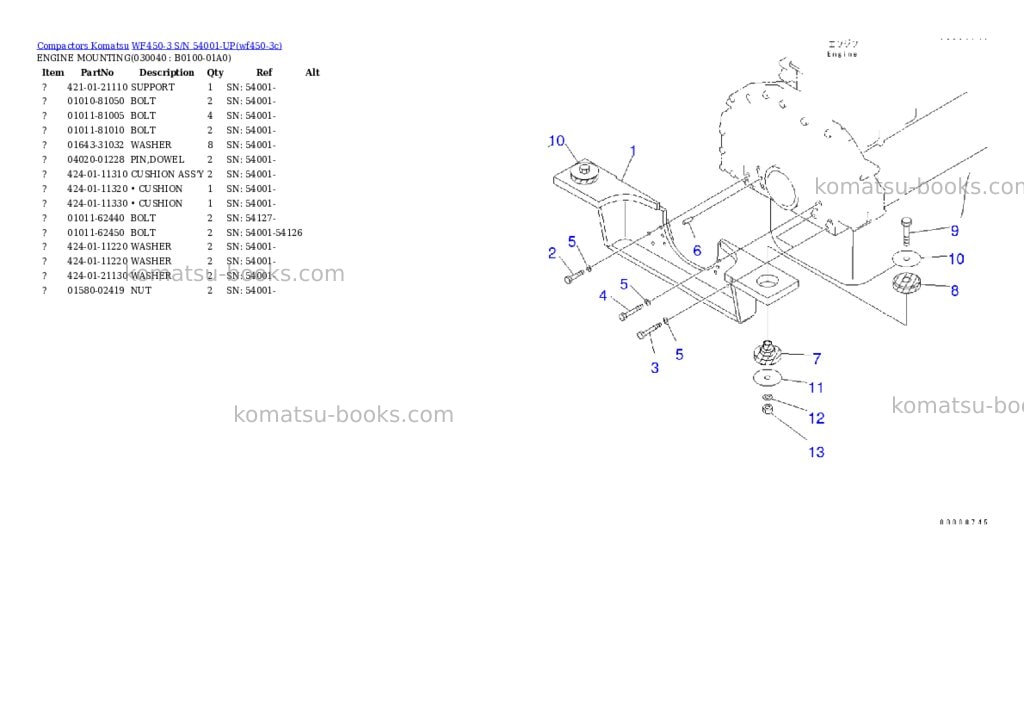 Komatsu WF450-3 S/N 54001-UP Parts catalog cover Page 3