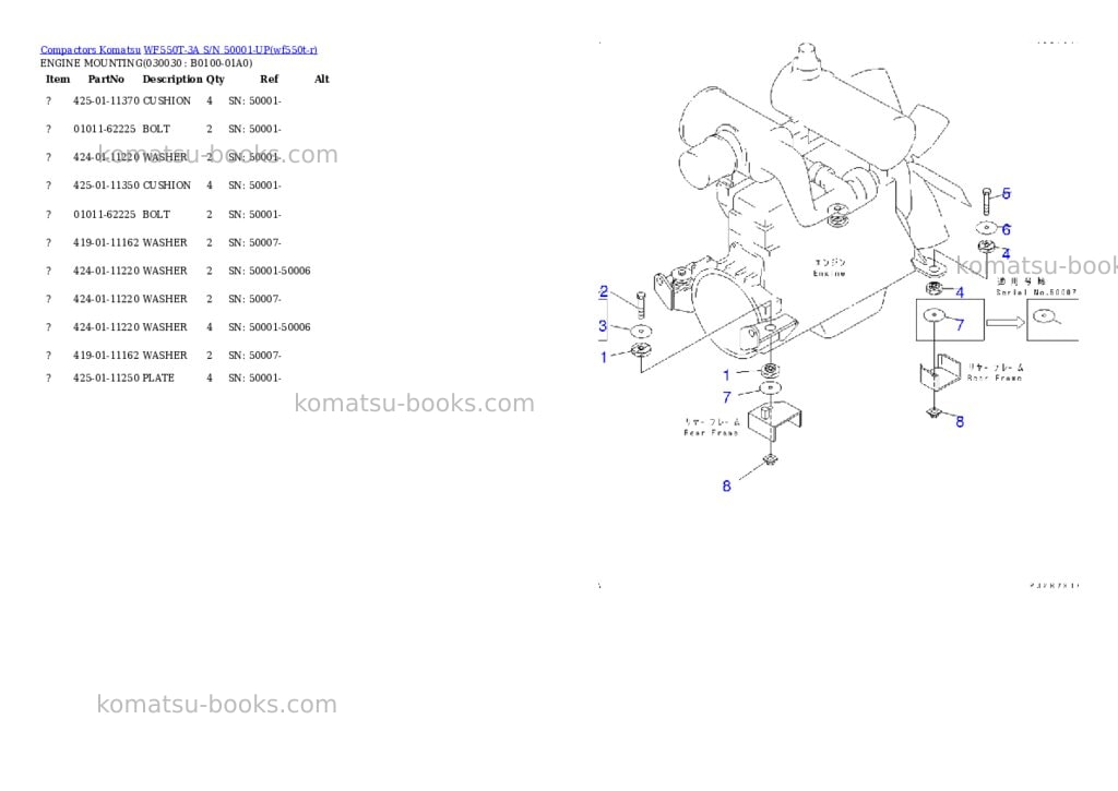 Komatsu WF550T-3A S/N 50001-UP Parts catalog cover Page 2
