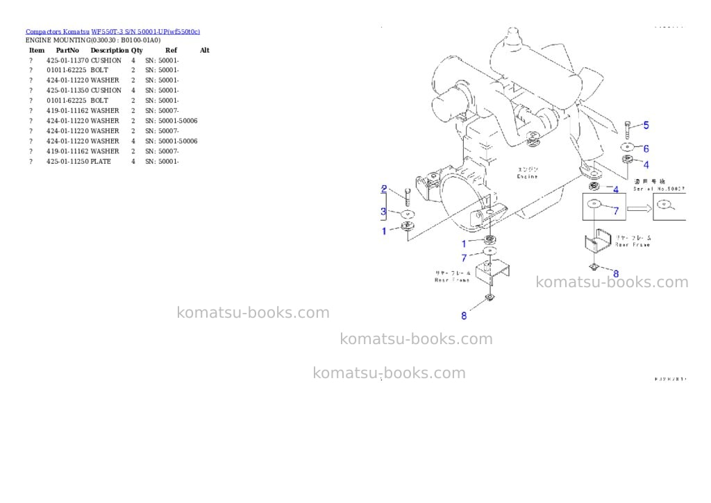 Komatsu wf550t-3 s/n 50001-up Parts catalog cover Page 2 Komatsu wf550t-3 s/n 50001-up Parts catalog cover Page 2
