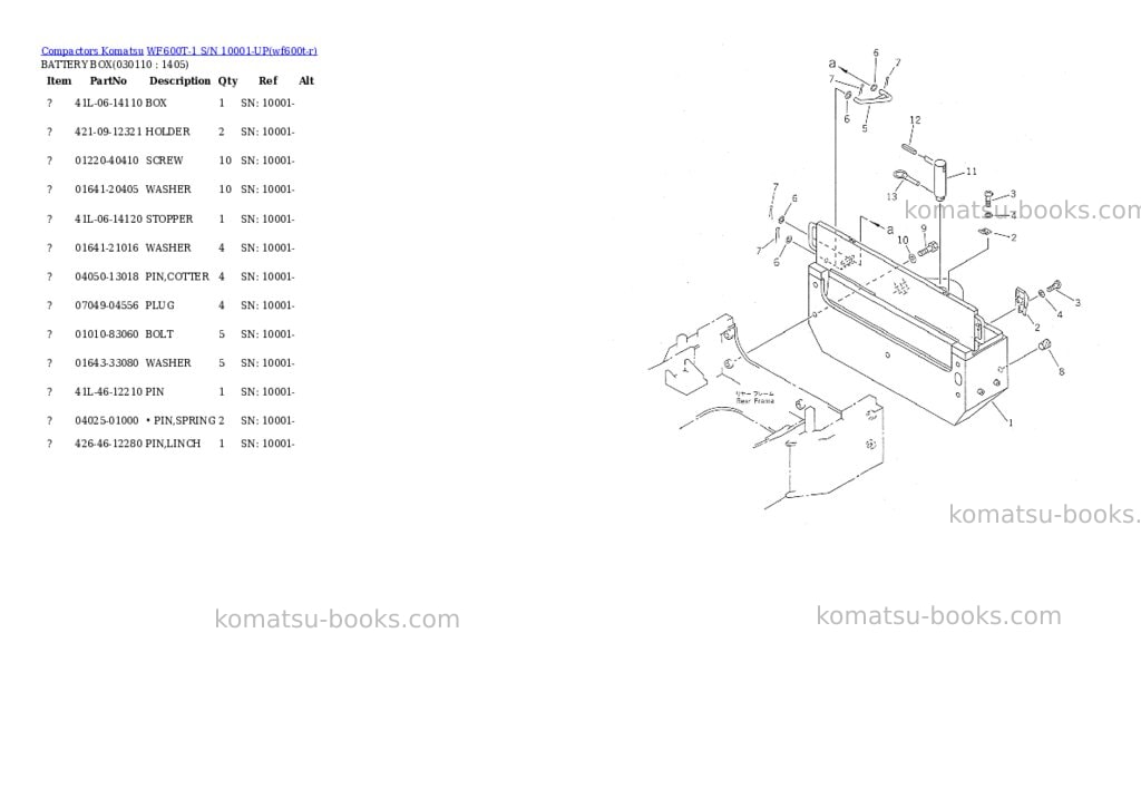 Komatsu WF600T-1 S/N 10001-UP Parts catalog cover Page 10 Komatsu WF600T-1 S/N 10001-UP Parts catalog cover Page 10