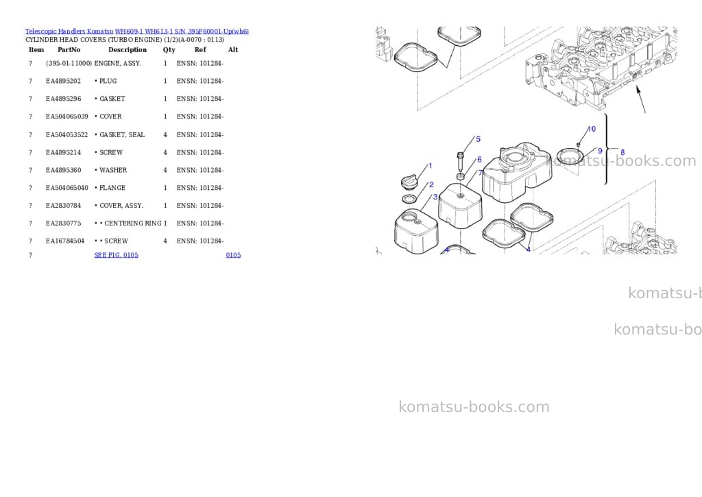 Komatsu wh609-1 wh613-1 s/n 395f60001-up Parts catalog cover Page 6 Komatsu wh609-1 wh613-1 s/n 395f60001-up Parts catalog cover Page 6