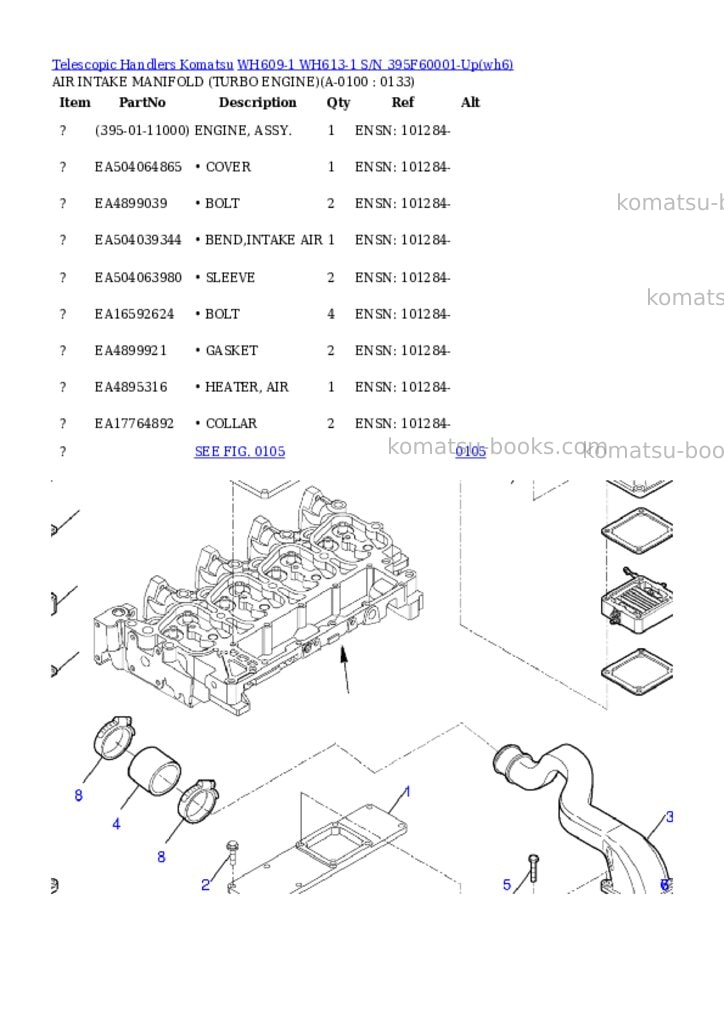 Komatsu wh609-1 wh613-1 s/n 395f60001-up Parts catalog cover Page 9 Komatsu wh609-1 wh613-1 s/n 395f60001-up Parts catalog cover Page 9