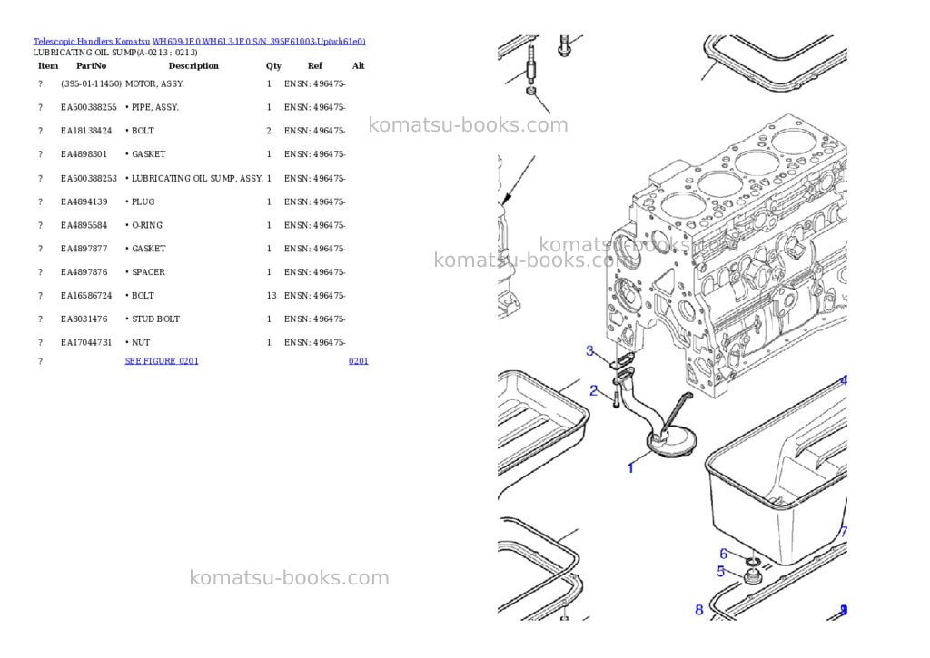 Komatsu wh609-1e0 wh613-1e0 s/n 395f61003-up Parts catalog cover Page 10