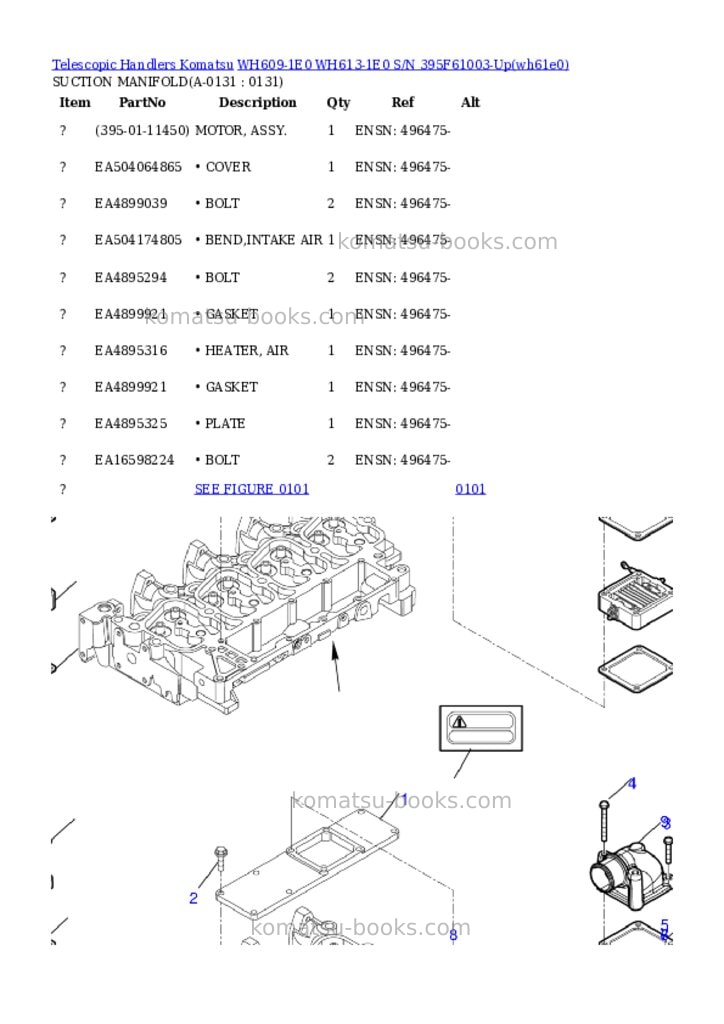 Komatsu wh609-1e0 wh613-1e0 s/n 395f61003-up Parts catalog cover Page 4