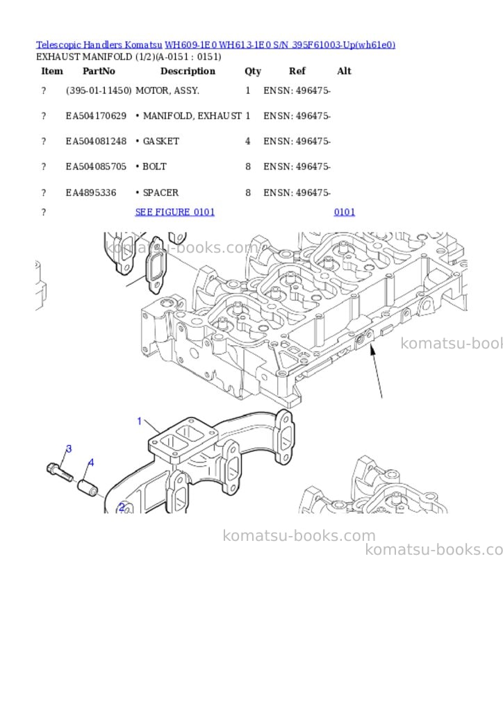 Komatsu wh609-1e0 wh613-1e0 s/n 395f61003-up Parts catalog cover Page 5