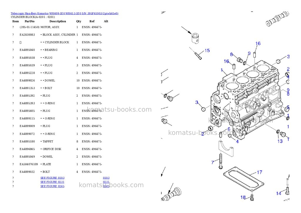 Komatsu wh609-1e0 wh613-1e0 s/n 395f61003-up Parts catalog cover Page 7