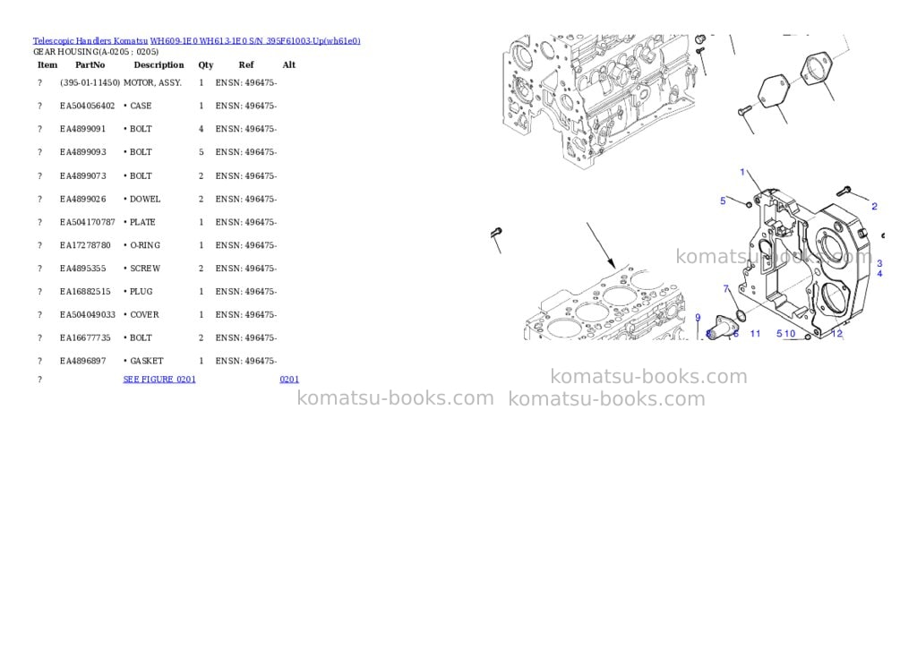 Komatsu wh609-1e0 wh613-1e0 s/n 395f61003-up Parts catalog cover Page 8