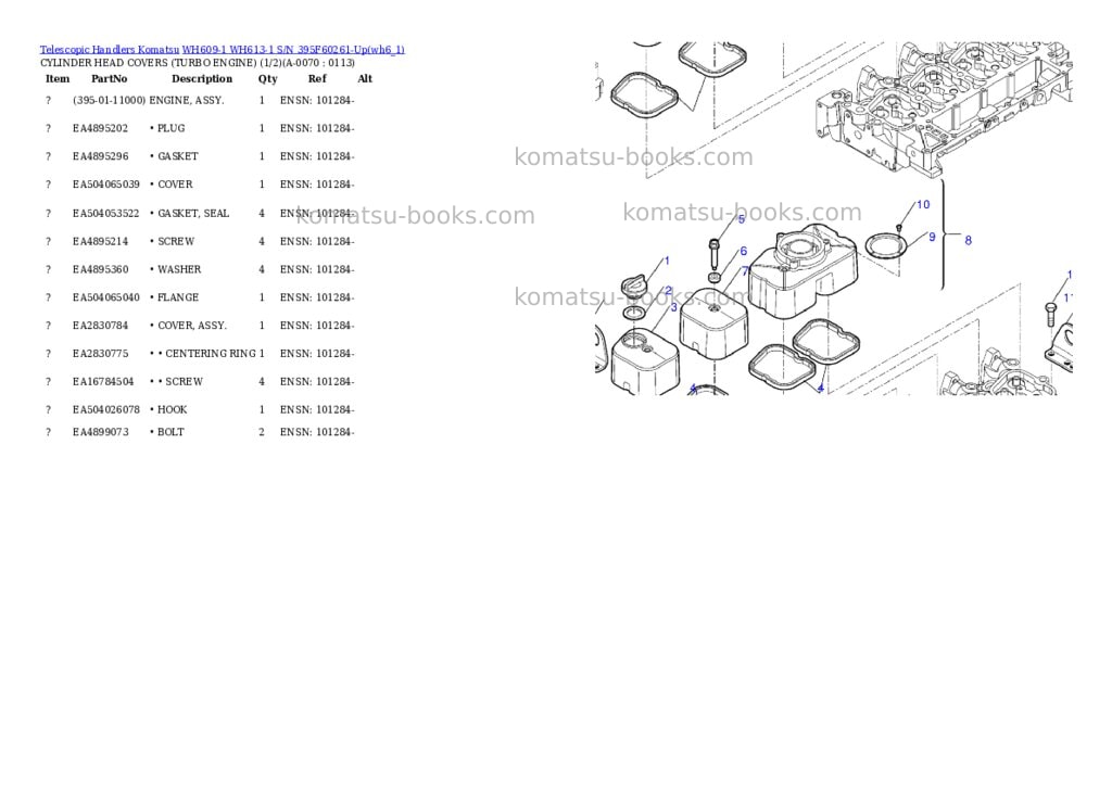 Komatsu wh609-1 wh613-1 s/n 395f60261-up Parts catalog cover Page 6 Komatsu wh609-1 wh613-1 s/n 395f60261-up Parts catalog cover Page 6