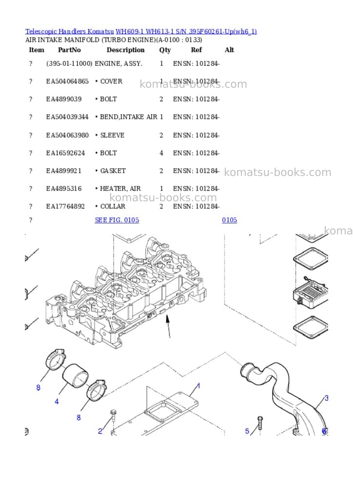 Komatsu wh609-1 wh613-1 s/n 395f60261-up Parts catalog cover Page 9 Komatsu wh609-1 wh613-1 s/n 395f60261-up Parts catalog cover Page 9