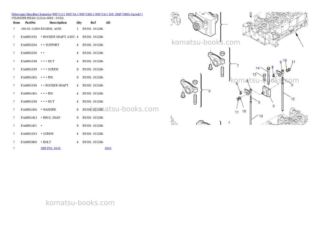 Komatsu wh713-1 wh714-1 wh714h-1 wh716-1 s/n 395f70001-up Parts catalog cover Komatsu wh713-1 wh714-1 wh714h-1 wh716-1 s/n 395f70001-up Parts catalog cover