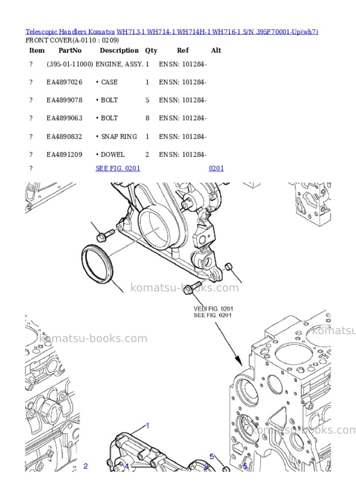 Komatsu wh713-1 wh714-1 wh714h-1 wh716-1 s/n 395f70001-up Parts catalog cover Page 10 Komatsu wh713-1 wh714-1 wh714h-1 wh716-1 s/n 395f70001-up Parts catalog cover Page 10