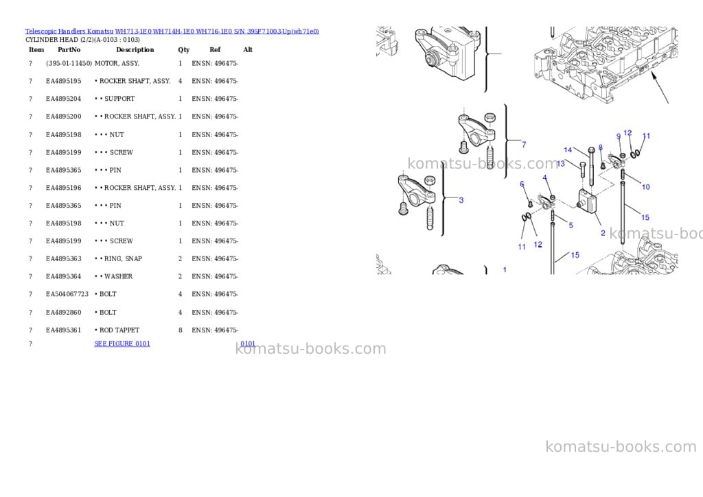 Komatsu wh713-1e0 wh714h-1e0 wh716-1e0 s/n 395f71003-up Parts catalog cover Komatsu wh713-1e0 wh714h-1e0 wh716-1e0 s/n 395f71003-up Parts catalog cover