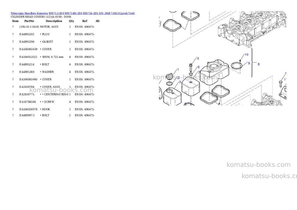 Komatsu wh713-1e0 wh714h-1e0 wh716-1e0 s/n 395f71003-up Parts catalog cover Page 2 Komatsu wh713-1e0 wh714h-1e0 wh716-1e0 s/n 395f71003-up Parts catalog cover Page 2
