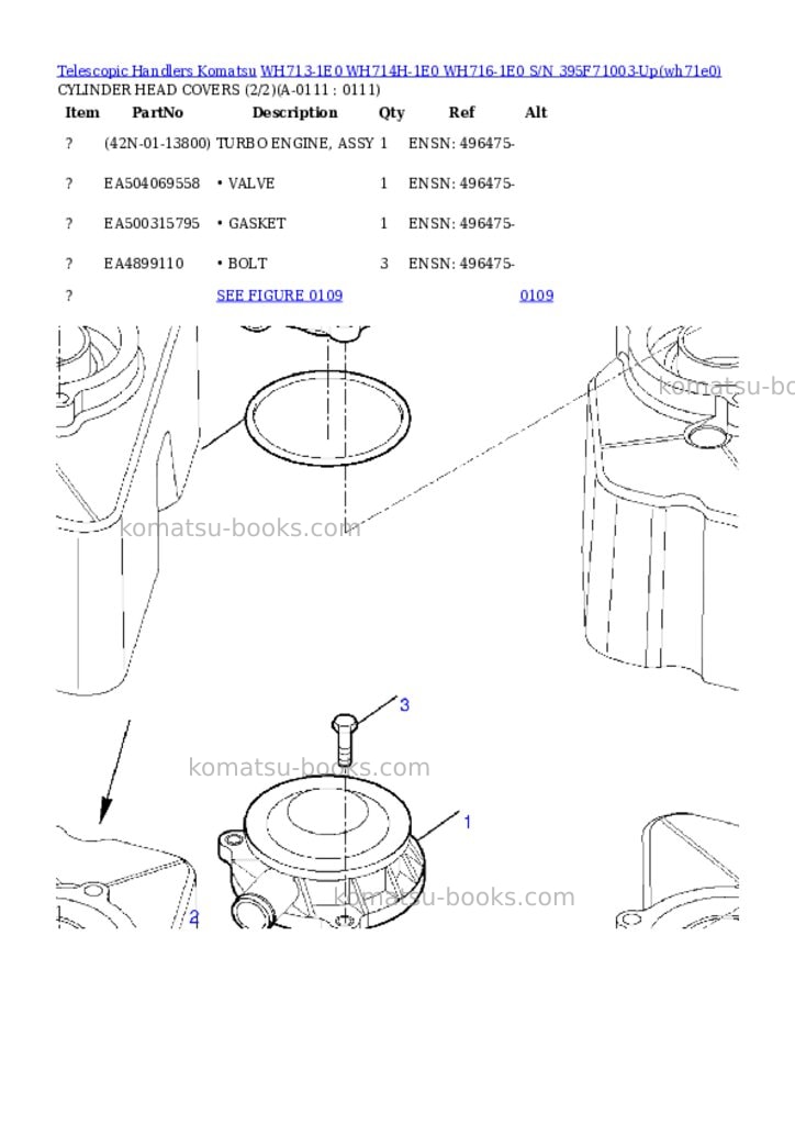 Komatsu wh713-1e0 wh714h-1e0 wh716-1e0 s/n 395f71003-up Parts catalog cover Page 3 Komatsu wh713-1e0 wh714h-1e0 wh716-1e0 s/n 395f71003-up Parts catalog cover Page 3