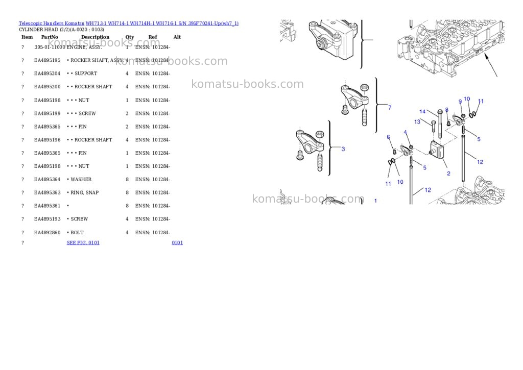 Komatsu wh713-1 wh714-1 wh714h-1 wh716-1 s/n 395f70241-up Parts catalog cover Komatsu wh713-1 wh714-1 wh714h-1 wh716-1 s/n 395f70241-up Parts catalog cover
