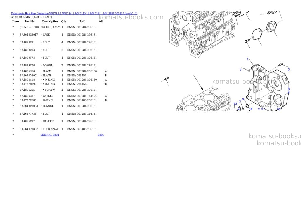 Komatsu wh713-1 wh714-1 wh714h-1 wh716-1 s/n 395f70241-up Parts catalog cover Page 10 Komatsu wh713-1 wh714-1 wh714h-1 wh716-1 s/n 395f70241-up Parts catalog cover Page 10
