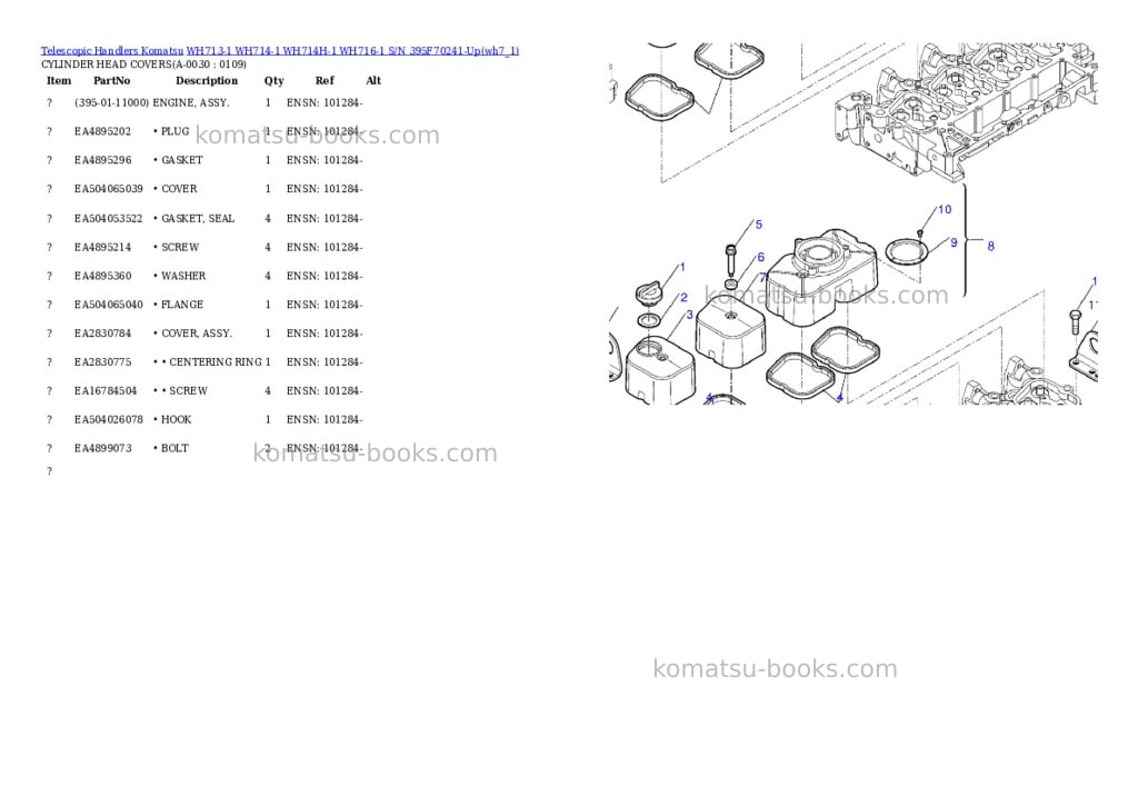 Komatsu wh713-1 wh714-1 wh714h-1 wh716-1 s/n 395f70241-up Parts catalog cover Page 2 Komatsu wh713-1 wh714-1 wh714h-1 wh716-1 s/n 395f70241-up Parts catalog cover Page 2