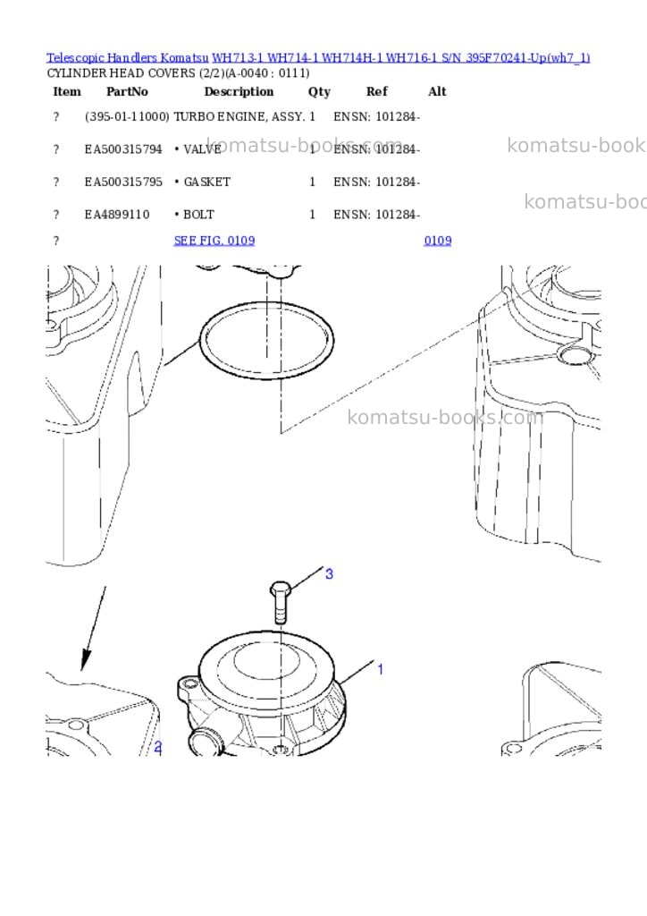 Komatsu wh713-1 wh714-1 wh714h-1 wh716-1 s/n 395f70241-up Parts catalog cover Page 3 Komatsu wh713-1 wh714-1 wh714h-1 wh716-1 s/n 395f70241-up Parts catalog cover Page 3