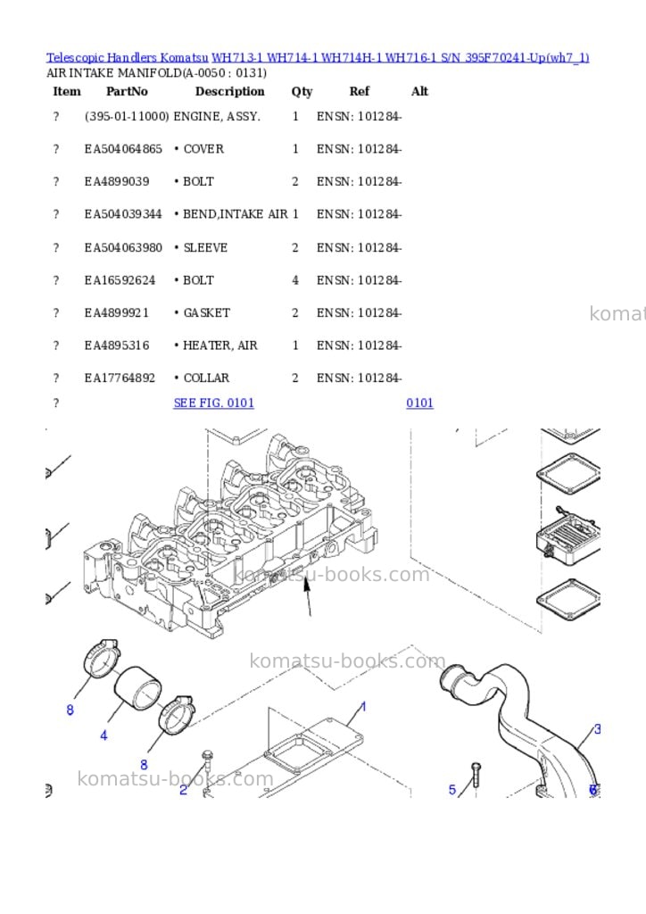 Komatsu wh713-1 wh714-1 wh714h-1 wh716-1 s/n 395f70241-up Parts catalog cover Page 4 Komatsu wh713-1 wh714-1 wh714h-1 wh716-1 s/n 395f70241-up Parts catalog cover Page 4