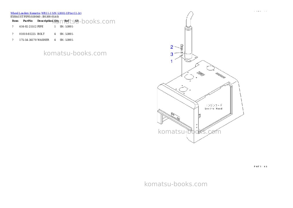 Komatsu wr11-3 s/n 53001-up Parts catalog cover Page 3 Komatsu wr11-3 s/n 53001-up Parts catalog cover Page 3