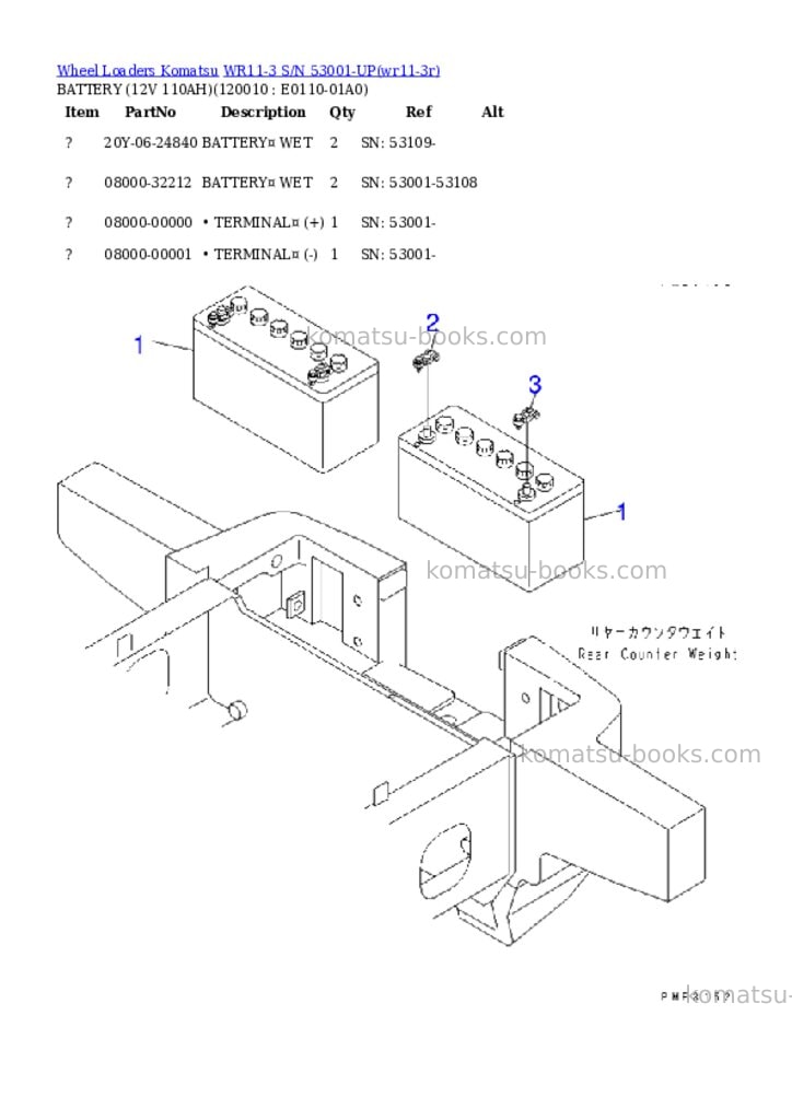 Komatsu wr11-3 s/n 53001-up Parts catalog cover Page 7 Komatsu wr11-3 s/n 53001-up Parts catalog cover Page 7