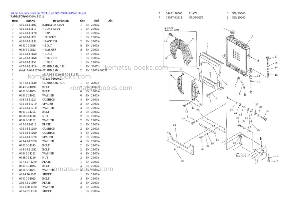 Komatsu WR11SS-1 S/N 29005-UP Parts catalog cover Page 3