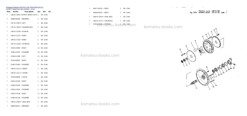 Komatsu WS23S-1 S/N 1005-UP Parts catalog cover