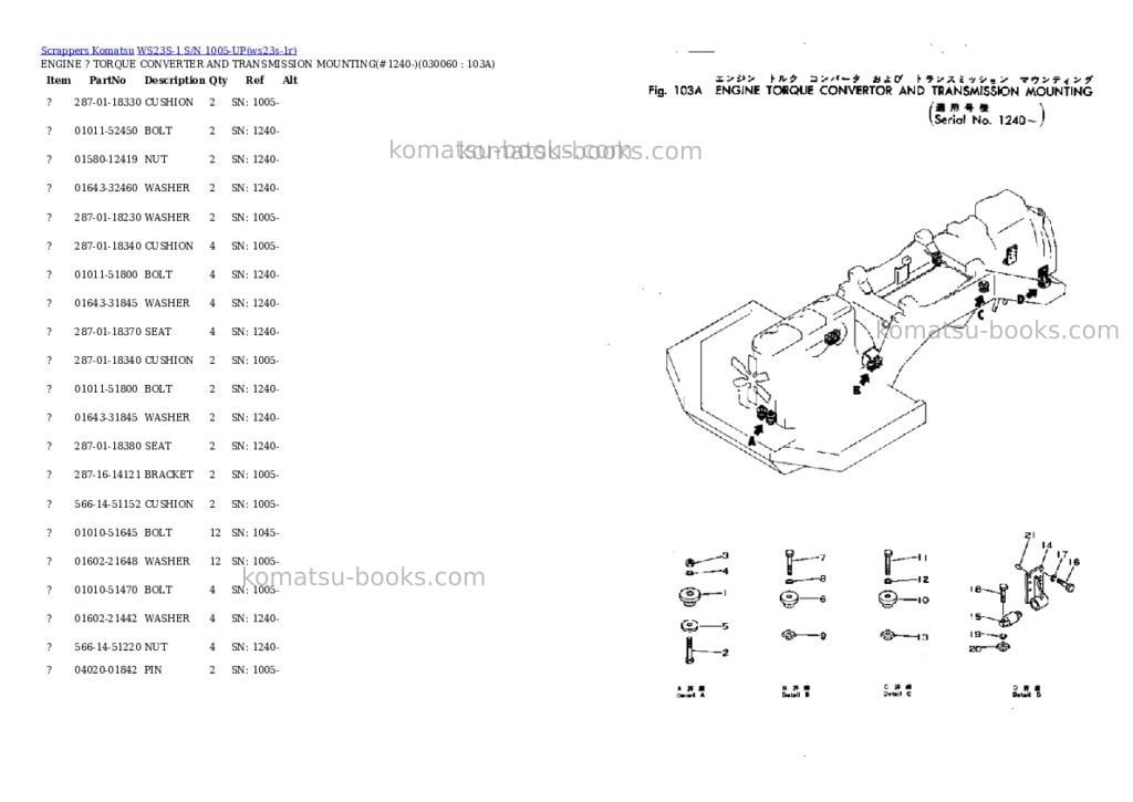 Komatsu WS23S-1 S/N 1005-UP Parts catalog cover Page 5