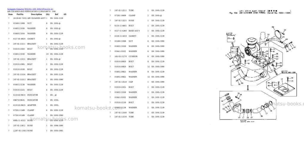 Komatsu WS23S-1 S/N 1005-UP Parts catalog cover Page 6