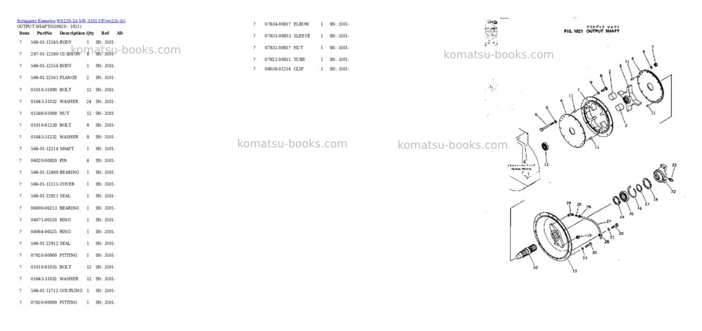 Komatsu ws23s-2a s/n 3101-up Parts catalog cover