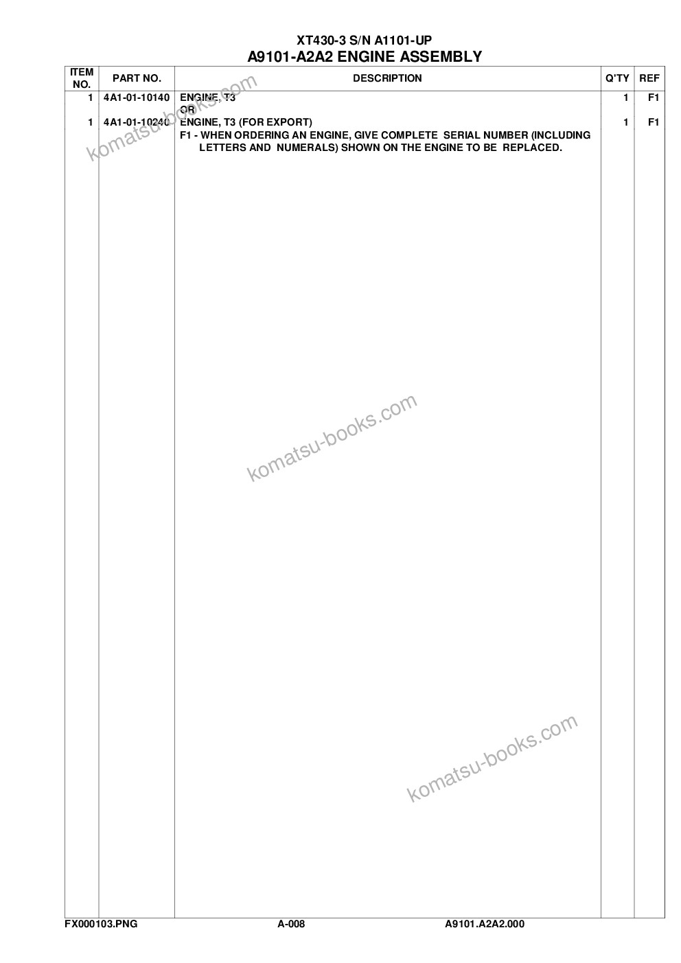Komatsu xt430-3 s/n a1101-up Parts catalog cover Page 10 Komatsu xt430-3 s/n a1101-up Parts catalog cover Page 10