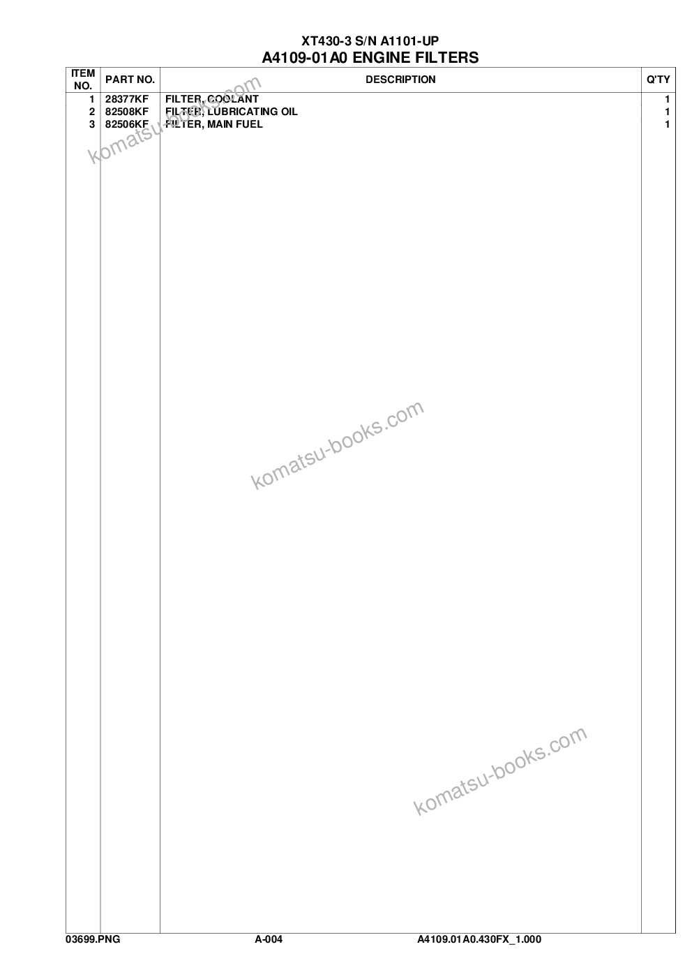 Komatsu xt430-3 s/n a1101-up Parts catalog cover Page 6 Komatsu xt430-3 s/n a1101-up Parts catalog cover Page 6