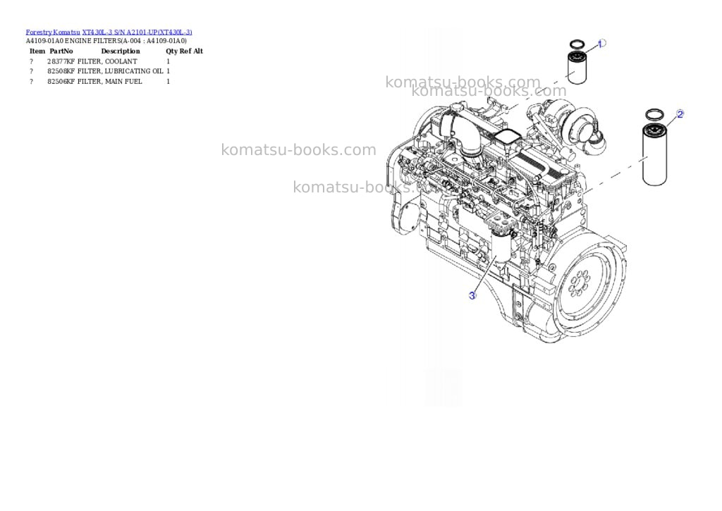 Komatsu xt430l-3 s/n a2101-up Parts catalog cover Komatsu xt430l-3 s/n a2101-up Parts catalog cover