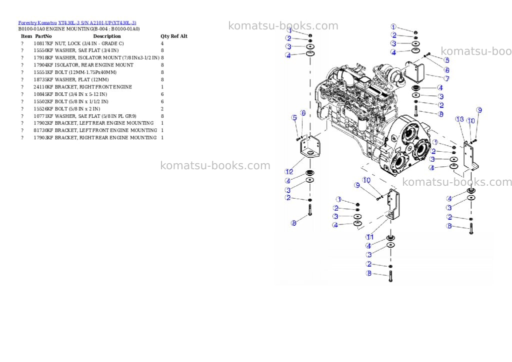 Komatsu xt430l-3 s/n a2101-up Parts catalog cover Page 5 Komatsu xt430l-3 s/n a2101-up Parts catalog cover Page 5