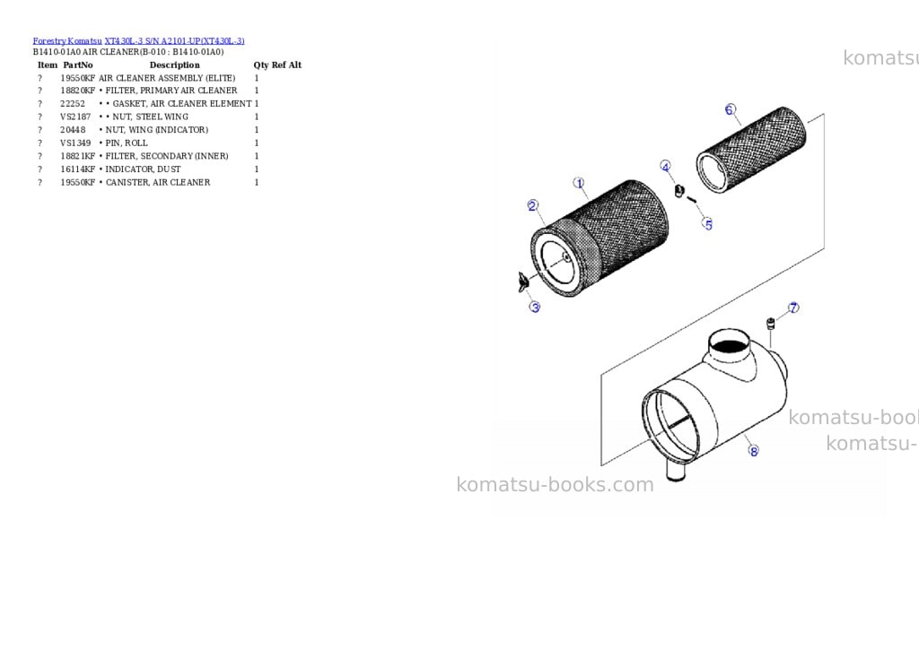 Komatsu xt430l-3 s/n a2101-up Parts catalog cover Page 8 Komatsu xt430l-3 s/n a2101-up Parts catalog cover Page 8